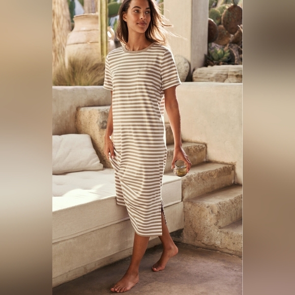 Haven Well Within Organic Cotton Striped T-Shirt Midi Dress. Size L NWT - Picture 2 of 11